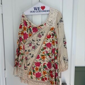 FARM Rio Toucans Garden One Shoulder Embroidered Dress